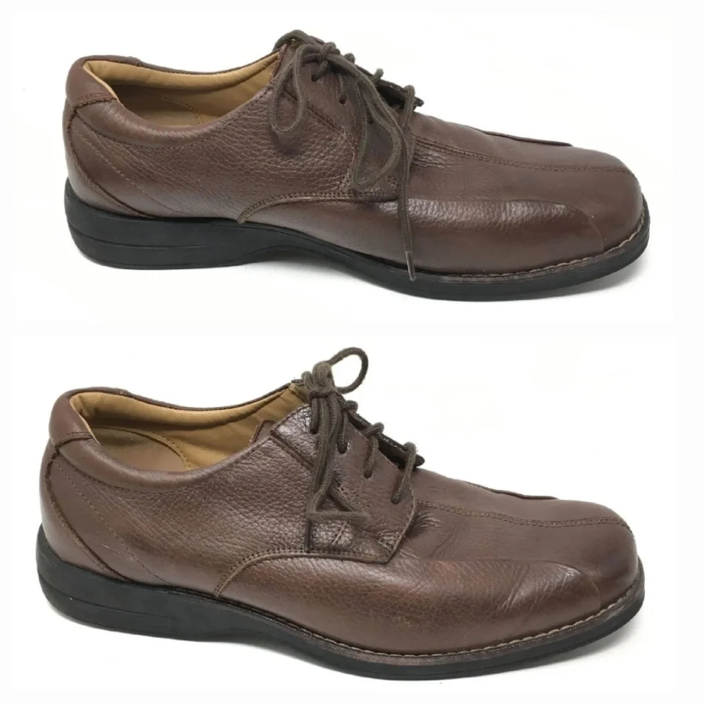 Bass Split Toe Oxford Shoes Brown Lace-up Supple Leather Upper Men 11.5M